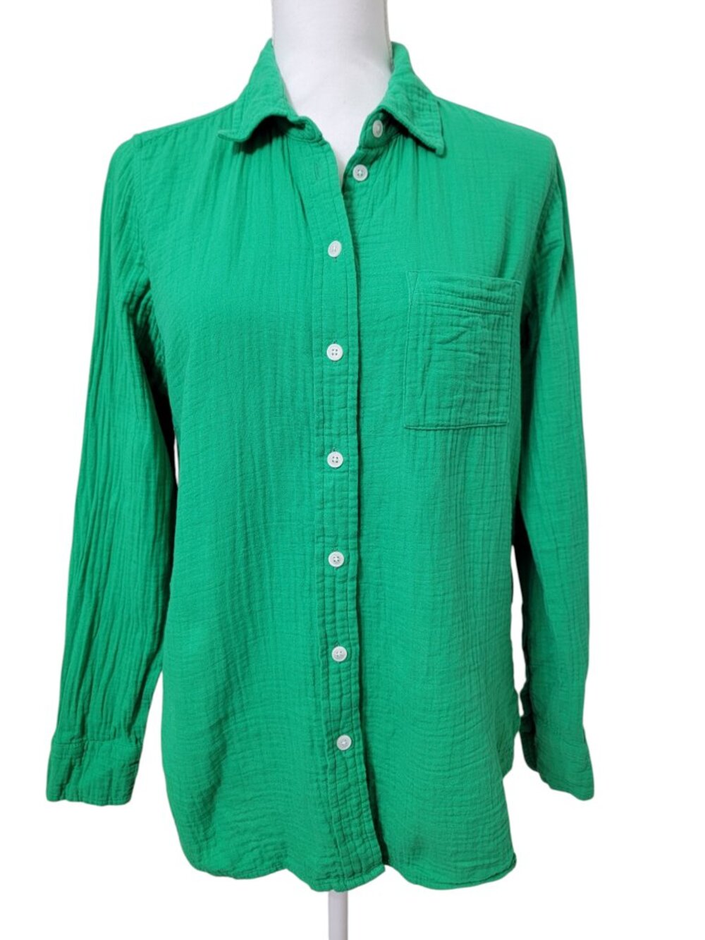 J. Crew Size S Classic Fit Double-Gauze Button-Up Shirt, Summer Green
